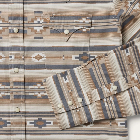 Stetson Men's Original Rugged Aztec Pearl Snap Shirt - Brown - Picture 2 of 13